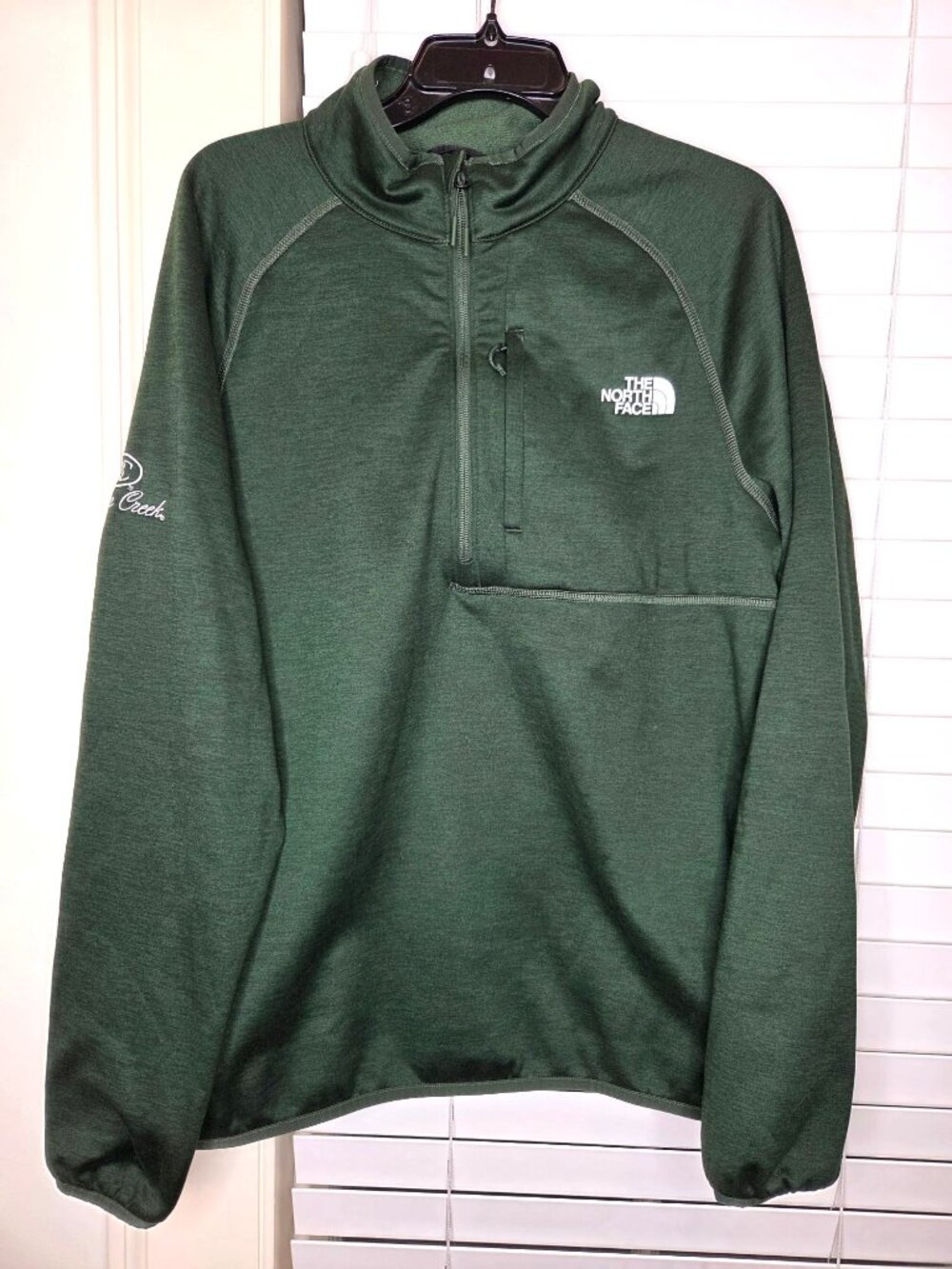 The North Face Canyonland Mens Green 1/2 Zip Fleece Sweater Beaver Creek Logo L